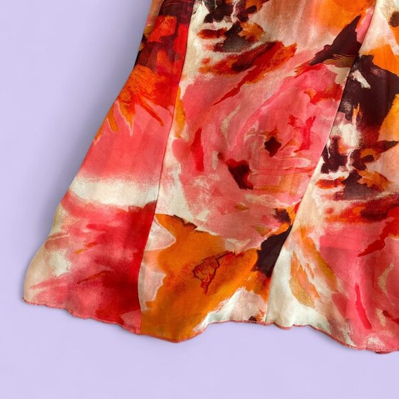 Y2K Pink Orange Floral Chiffon Midi Skirt – Christopher & Banks L - Picture 4 of 8